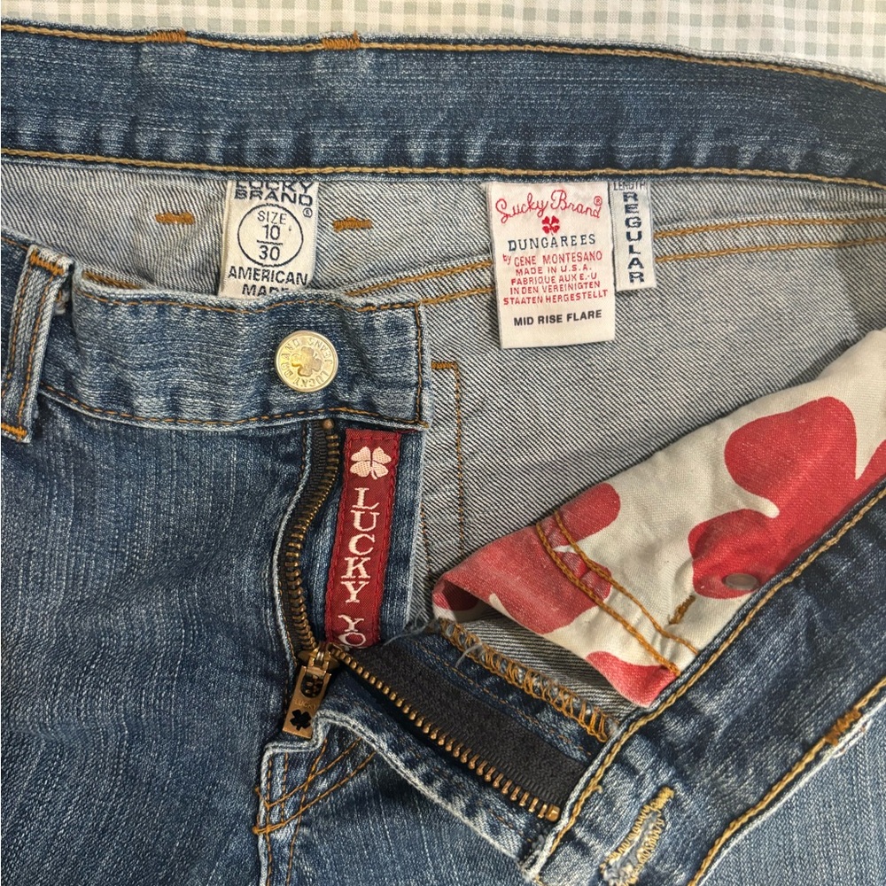 Vintage Lucky Brand Dungarees Mid Rise Flare Jeans Rare Y2K Size 10